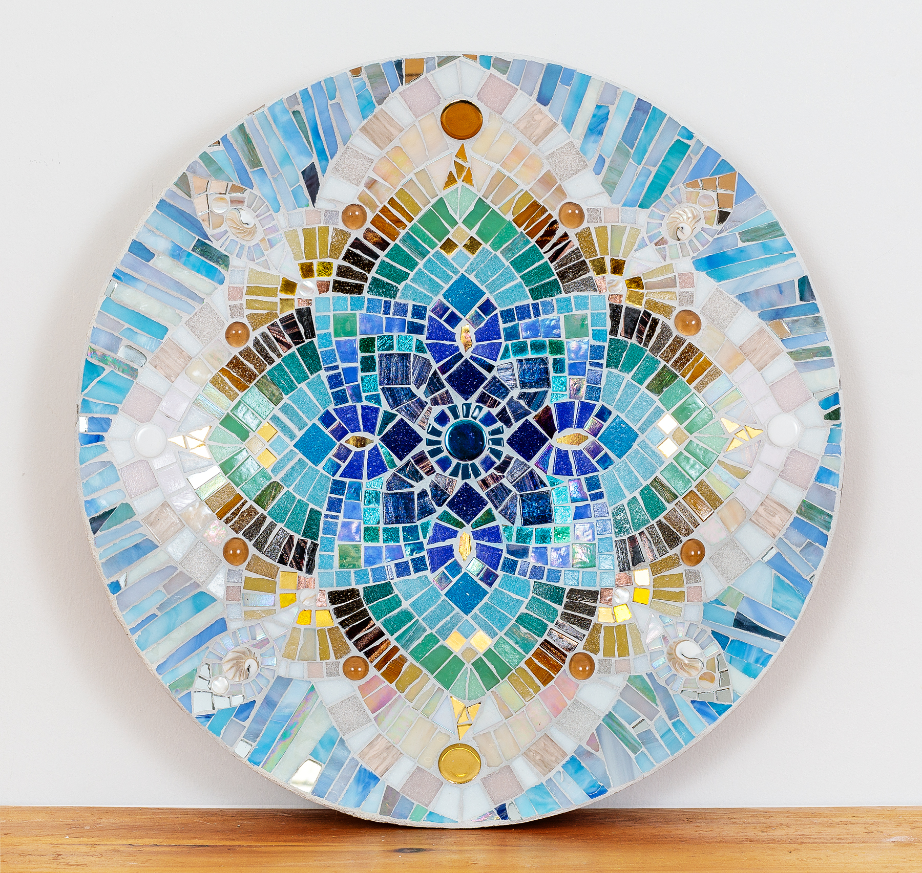 Glasmosaik Wandteller, Mandala - Frieden